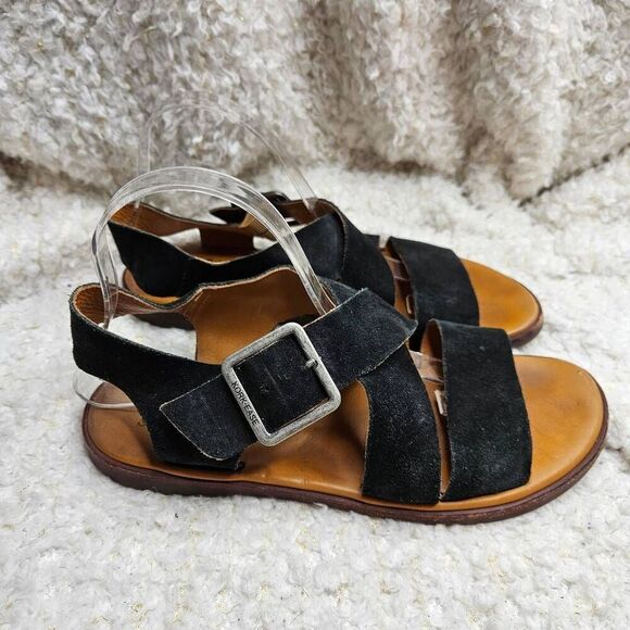 Kork-Ease Nara Black Leather Strappy Buckle‎ Sandals sz 10 - Picture 1 of 6